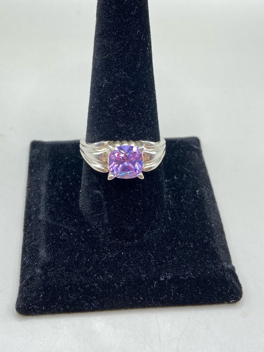 Vintage Ornate Cushion Cut Purple Gemstone Ring